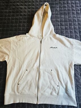 YoungLA Cream Full-Zip Hoodie with Script Logo